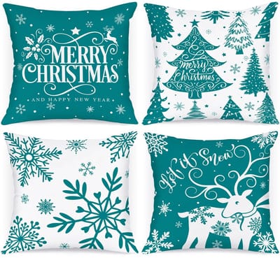 Dailygoods- Kussenslopen Set van 4 - Kerstdecoratie - 40 x 40 cm - Polyester - Machinewasbaar - Superzachte ritssluiting - Kussenhoezen