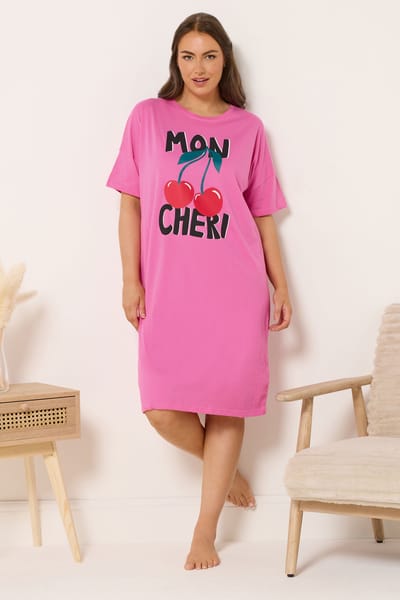 Yours Roze 'Mon Cheri' Nachthemd Size 46-48