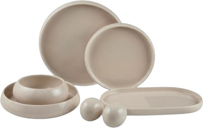 Mulex | MX151503C Serviesset Moon - Crème - 27 delig voor 6 Personen - Porselein - Inclusief Dinerborden, Ontbijtborden, Dessertborden en Kommen - Magnetron en Vaatwasser bestendig