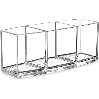 Transparante Make-up Kwastenhouder Modieus Eenvoudig 3 Vakken Wenkbrauwpotlood Container voor Bureau gray