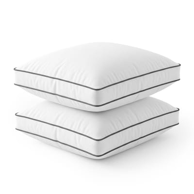 Sleeptime Hotel Boxkussen - Set van 2 - Orthopedisch & Ergonomisch - 50x60x10 cm - Hotelkwaliteit - Katoen - Geschikt voor Alle Slaaphoudingen