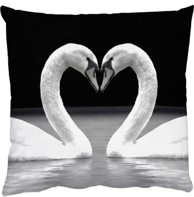 Sierkussens - Kussentjes Woonkamer - 50x50 cm - Zwanen - Hart - Zwart - Wit