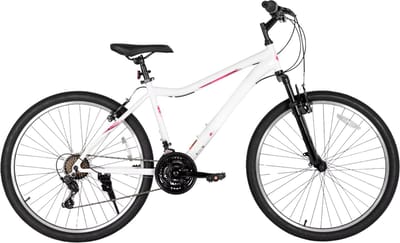 Mountainbike – Voor dames – 21 versnellingen, stalen frame, verende vork – 66 cm wielen, wit