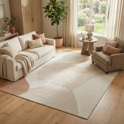 Tapiso Wisp Vloerkleed Laagpolig – Beige Crème Tapijt – Abstract Organisch Patroon – Woonkamertapijt Antislip – Slaapkamer Eetkamer 80x150