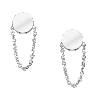 EAR IT UP - Oorbellen - Cirkel - Ketting - Push back oorknopjes - 925 sterling zilver - 18 x 7 mm - 1 paar