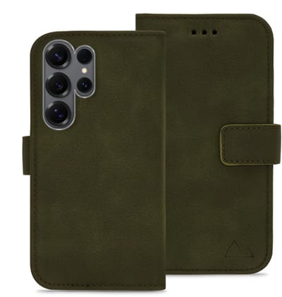 My Style Telefoonhoesje geschikt voor Samsung Galaxy S25 Ultra Hoesje | My Style Flex Wallet Bookcase Portemonnee | Pasjeshouder voor 3 Pasjes | Telefoonhoesje voor Pinpas / OV Kaart / Rijbewijs - Forest Green | Groen