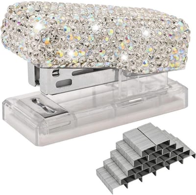 Glitter Mini Nietmachine Set met 1000 Stuks Nietjes, Compact en Stijlvol voor Kantoor en Thuis
