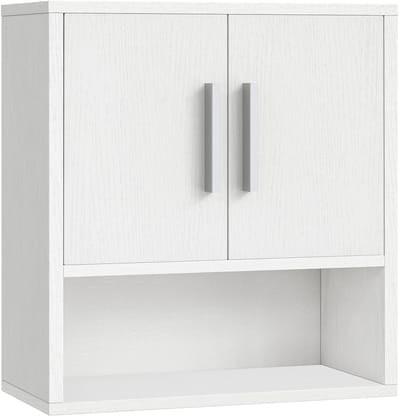 Dailygoody - Badkamer Opbergkast - Wandgemonteerd Medicijnkastje - Verstelbaar Paneel - Wit - Toiletkast - Geschikt voor Badkamer en Keuken - 38 x 18 ...