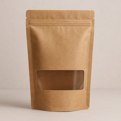 100x Kraftpapier Stazakken met ritssluiting en venster (250 ml) – Hersluitbaar & Voedselveilig