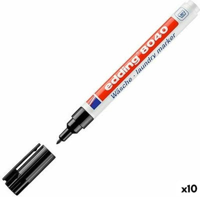 Wasgoedmarker edding 8040 rond 1mm zwart | 10 stuks