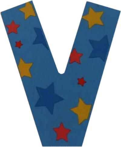 Decoratieletter - V - Hout - 7cm - Blauw