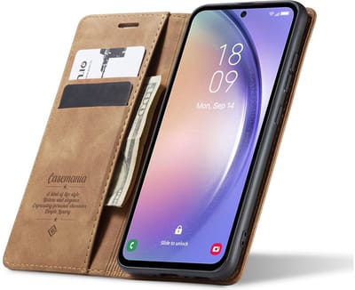 CaseMania Bookcase hoesje geschikt voor Samsung Galaxy A26 - Effen Bruin - Kunstleer