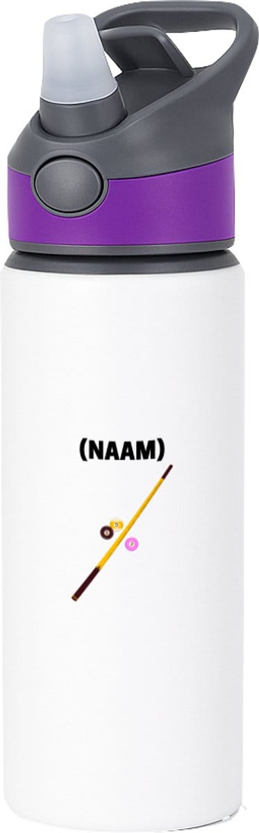 Hacebo® - Biljart met eigen naam waterfles met rietje paars - Biljart - Biljarter - Sport - water fles - 650ML