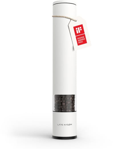 LARS NYSØM Lagom - XL Zout en Pepermolen - 1 stuk (28,8cm) - Keramische Maalwerk met Instelbare Maalgraad - Roestvrijstaalen Zoutmolen Pepermolen (Pure White)