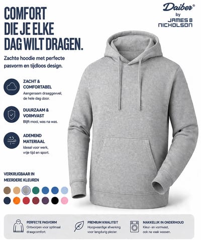 James And Nicholson Heren Basis Hoodie (Grijze Heide)