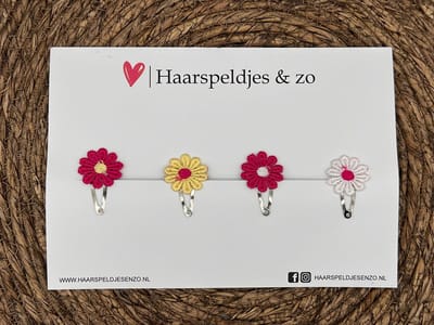 Haarspeldje flower setje 2 - bloemen - voorjaar - zomer - 3 cm speldjes