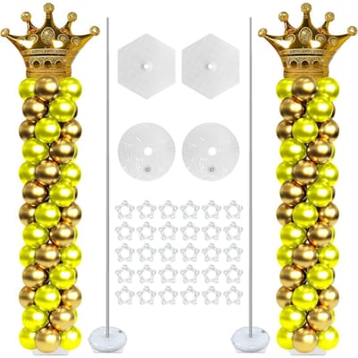 Verstelbare Ballonkolomstandaards - Verstelbare Ballonnenzuil van 2 Meter - Herbruikbaar - Telescopisch Metalen Ontwerp - Geschikt voor Verjaardagen, Bruiloften, Babyfeestjes, Diploma-Uitreikingen en Decoraties - 2 Stuks
