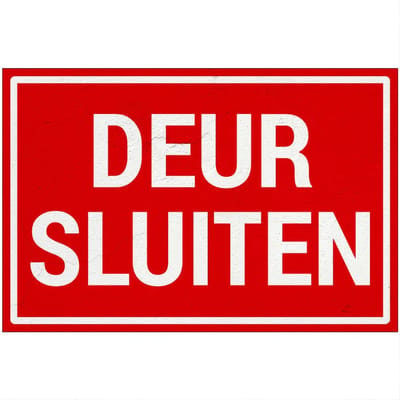 Deur sluiten bord | Sign Again materiaal | 18 x 12 cm