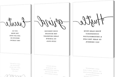 Canvas Muurdecoratie Set - Inspirerende Prints - Kantoor Inrichten - Klaar om op te hangen - 3x 50x75cm - Wit