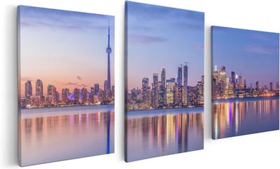 Artaza Canvas Schilderij Drieluik Toronto Skyline in Canada - 120x60 - Foto Op Canvas - Canvas Print