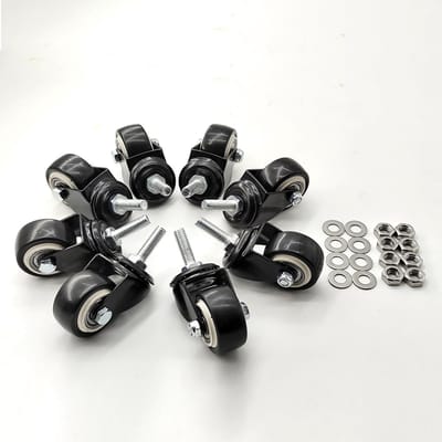 Stevige Zwenkwielen met M8 Draadstang (25cm) en Afstandsmoer - 1.5 inch - Ideaal voor Trolleys en Werkbanken (8 stuks)