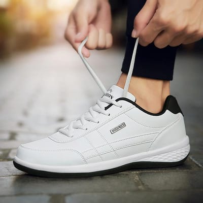 Herenschoenen Sneakers Leren Casual Schoen Buiten Vrijetijdssneakers Antislip Schoenen Heren Gevulkaniseerde Schoenen Zapatos De Hombre 38 black