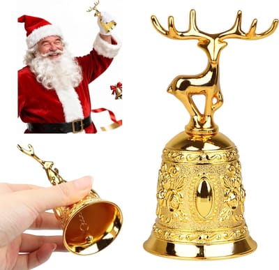 Vintage gouden kerstbel met rendierdesign - ideale feestdecoratie voor een warme sfeer