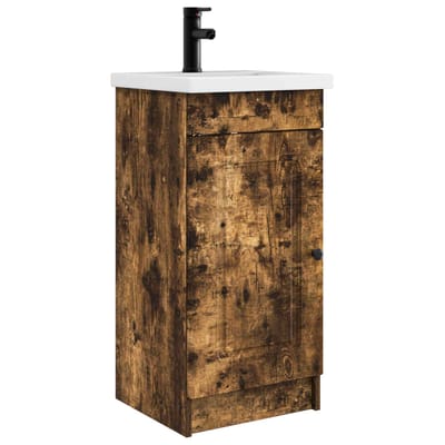 vidaXL - Badkamer - Vanity - met - Wastafel - Gerookt - eiken - 42 - x - 40 - x - 84,5 - cm