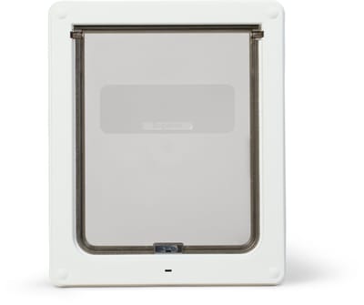 Dog Mate Hondenluik - Medium Hondendeur 29 cm x 35 cm - geschikt voor houten, UPVC/metalen deuren en muren — wit 215W
