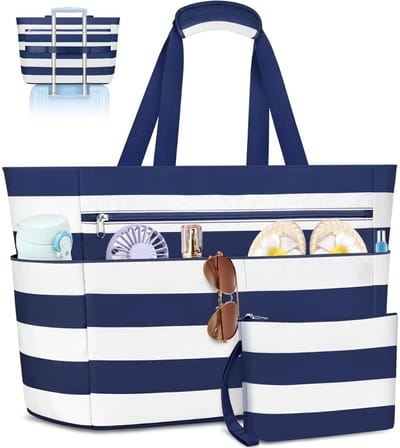 Grote Vouwbare Strandtas XXL met Rits voor Familie, Waterproof en Lichtgewicht, Ideaal voor Zwemmen, Sauna en Winkelen - 55L capaciteit