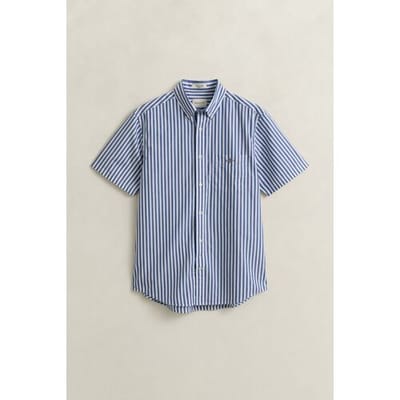 Gant Overhemd Classic Poplin Stripe Short Sleeve College Blue / male