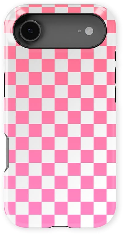 Design Hoesje geschikt voor iPhone 17 Air | Geschikt Voor Mag | Tiny Squares Checkered Print | Backcover geschikt voor iPhone 17 Air Pink Pop Grid
