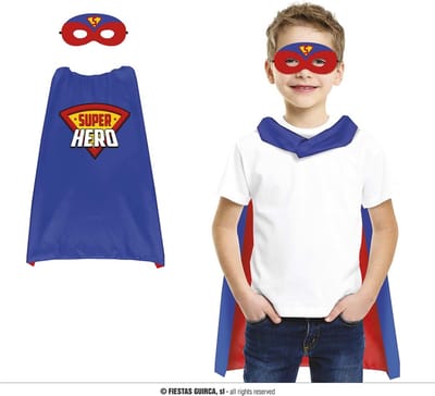 Fiestas Guirca - Verkleedset Super Hero (blauw/ rood/ geel) - 70 cm - Carnavalskleding - Carnaval - carnavalskleding 2027 - Carnaval kostuum