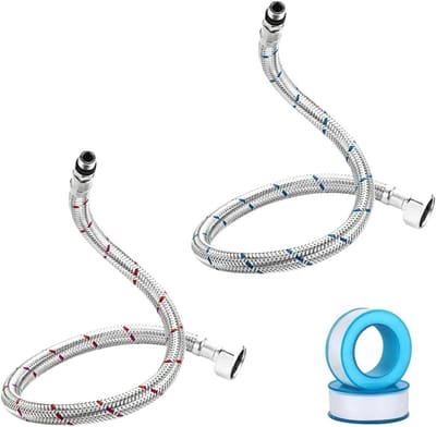 Flexibele Douche Slang 80 cm - RVS, Gevlochten, 2 Stuks voor Badkamer en Keuken, Hoogwaardige Kranen en Sanitair