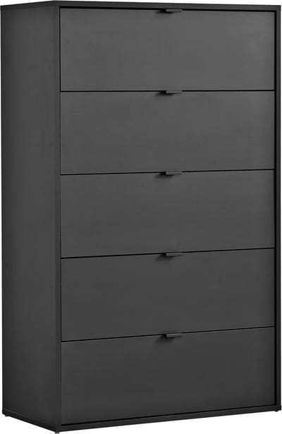 mokebo commode 'Die Stilvolle' (80x117x40cm) sideboard, voor slaapkamer, hal & kinderkamer met 5 houten lades in antraciet zwart