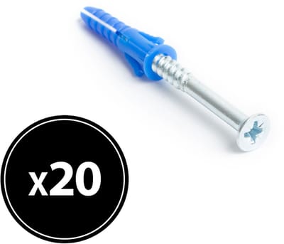 20x Plug Met Schroef 8 X 40 Mm – Kunststof Muurplug Met Bijpassende Schroef – M8 Bevestigingsset Voor Beton En Steen – Dowel + Screw Voor Montage – Bevestigingsmateriaal – 20 Stuks Per Verpakking [04825B]