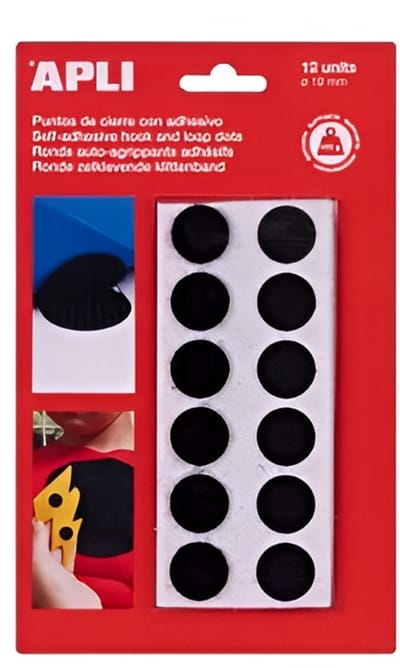 Apli Klittenband Rond Zelfklevend - d: 19 mm - Zwart - 12 stuk