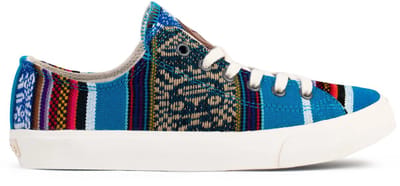 Inkkas Bluebird Low Top dames sneaker – 100% Vegan canvas low top met blauwe print – comfortabel & handgemaakt – blauw/wit, maat 37