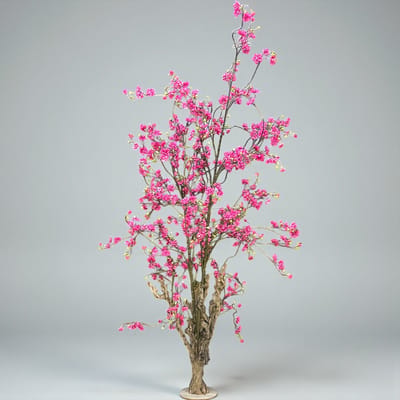 Seta Fiori - Kunstboom - Kunstbloesemboom op echt hout gemaakt - 170cm hoog - Deep Rose - Sakura
