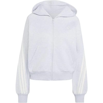 Adidas Kit 3-stripes Full Zip Hoodie Hoodies Dames - Grijs - Maat XL (46-48) - Katoen Jersey