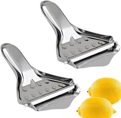 Citroenpers - Fruit Snijder - Verse Drankjes Maken - Handmatige Sapcentrifuge - 2 Stuks - Zilverkleurig