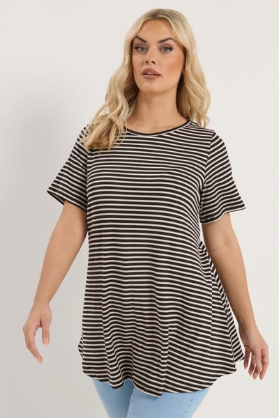 Yours Zwarte Gestreepte Swingtop Size 44