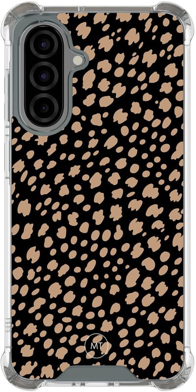 Hoesje (shockproof) geschikt voor Samsung Galaxy A56 - Savannah spots - Extra sterke case - TPU/polycarbonaat - Gestipt - Zwart, Bruin, Transparant