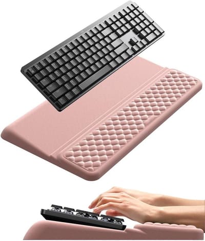 KZQ Polssteun met toetsenbordstandaard - Computerpolskussen - Ergonomische toetsenbordverhoger - Met polskussen, zachte bureaumat van traagschuim - Handpalmsteun - Geschikt voor typoefeningen op kantoor, thuis en op school