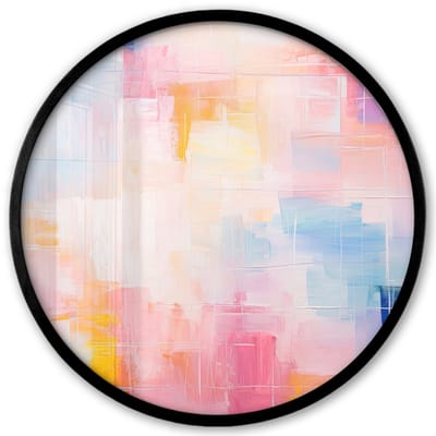 Poster in lijst Rond - Fotolijst 40x40 cm - Posters - Aquarel - Pastel - Abstract - Kunst - Ronde posterlijst zwart - Decoratie - Wanddecoratie woonkamer - Muurdecoratie slaapkamer