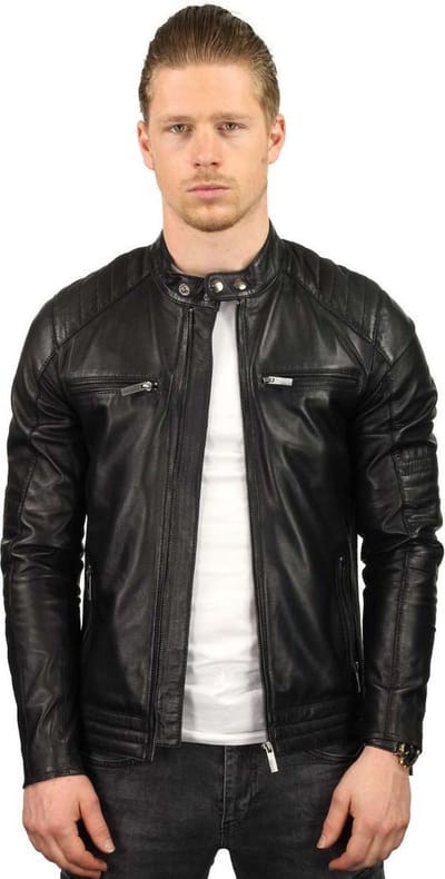 Versano Reno Leren Heren Bikerjack Heren Jack 4XL - Zwart