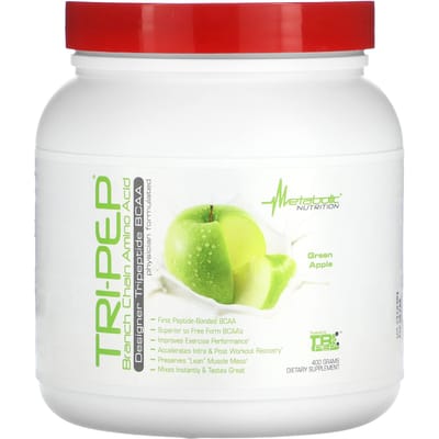 Metabolic Nutrition, Tri-Pep, Acides Aminés à Chaîne Ramifiée, Pomme Verte, 14.1 oz (400g)