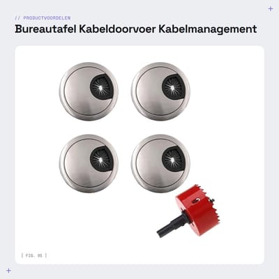 Dailygoods- Kabeldoorvoer 60 mm - 4 x Metaal - Gatenzaag 60 mm - Kabelmanagement - Deksel 70 mm - Dikte 13 mm - Netjes kabeltoegangspunt - Kabeldoos