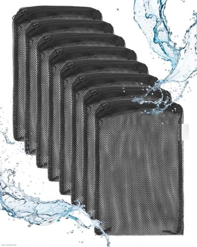 8 Stuks Aquarium Filterzakken, Herbruikbare Fijne Netzakken voor Actieve Kool, Biofilterballen en Keramische Ringen met Rits