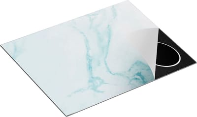 Chefcare Inductie Beschermer Lichtblauwe Marmer - Blauw - 65x50 cm - Afdekplaat Inductie - Kookplaat Beschermer - Inductie Mat